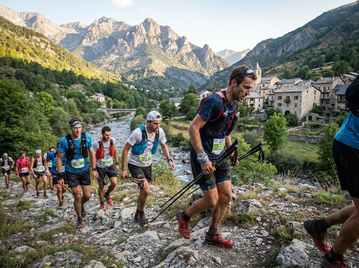 des personnes qui participent à un Trail en montagne dans la vallée de la vésubie 381687